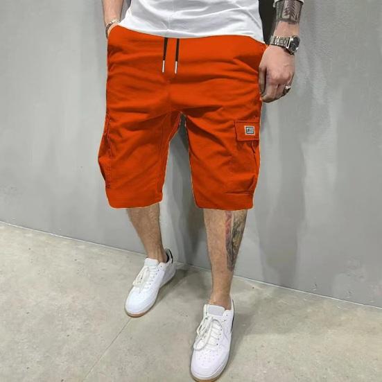 Calções Cargo Masculinos Cintura com Cordão Abaixo do Joelho Multi-Bolsos Calções de Verão para Rua Praia Férias Treino