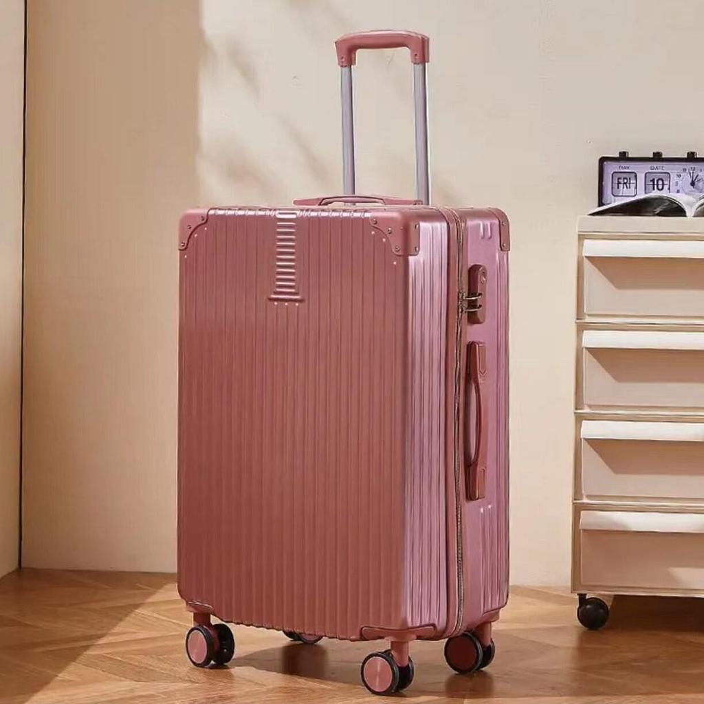 Lightweight 24-Inch Leather Suitcase: Stylish and Spacious Travel Trolley for Female Students