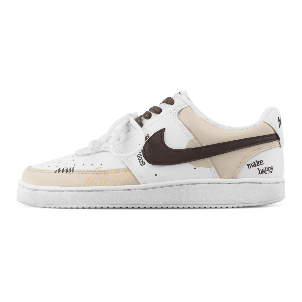 Nike Court Vision 1 Deserted Smoke, Heart Box Abrasion Resistant Low Top Skateboard Shoes Men's White Brown DH2987-101(Team529--)