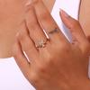 MamacitaSlay 316L Stainless Steel Zircon Flower Opening Ring Anniversary Waterproof Jewelry Women's 18K Gold Plated Ring Gift