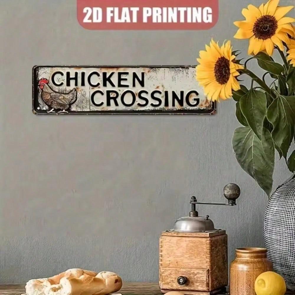 Retro Vintage Chicken Metal Wall Sign Weatherproof Farmhouse Kitchen Decor Pre Drilled Indoor Outdoor
