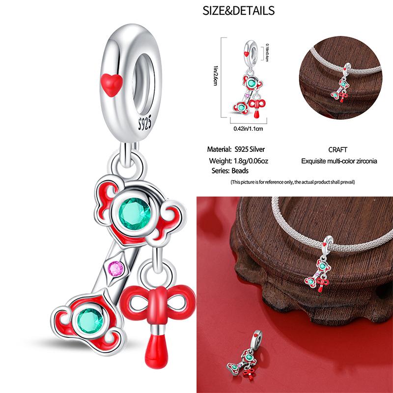 Copper Luck Getting Rich Blessing Pendant Chinese Elements Charms Beaded Fit Original Bracelet Jewelry Women Diy