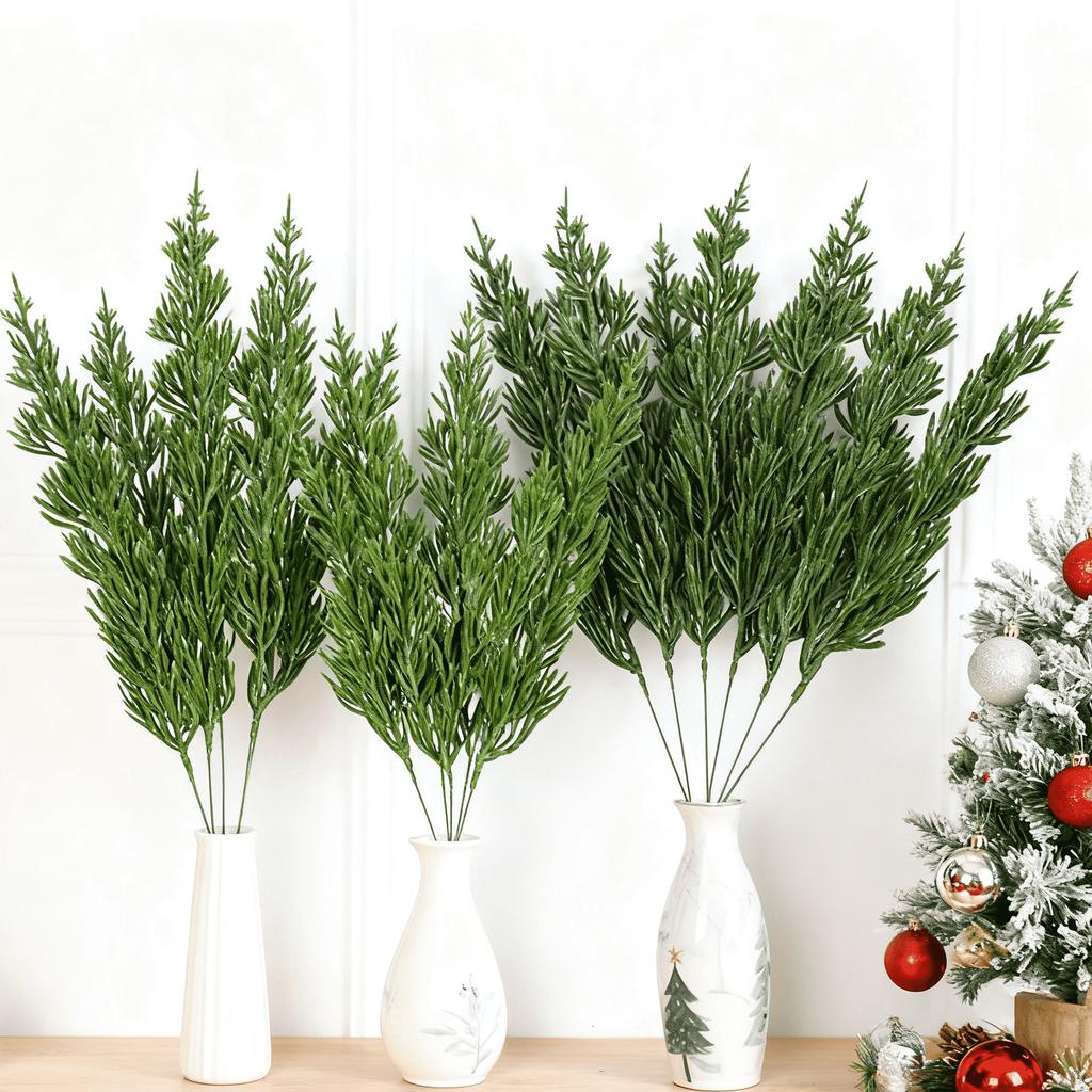 5/10pcs Artificial Plants Home Decor Wedding Bridal Room Vase Outdoor Garden Green Christmas Tree Holiday Party Decor Accessory