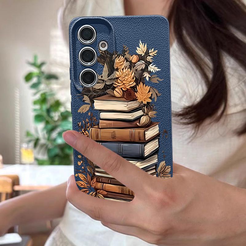 Cartoon Books Pattern Case For Samsung Galaxy S24 S25 Ultra Edge S23 Plus S22 S21 FE A34 A54 A15 A35 A55 A16 A26 A36 A56 5G Capa