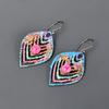 Natural Pink Sapphire Copper Multi Electroformed Art Deco Drop Dangle Earrings V-90