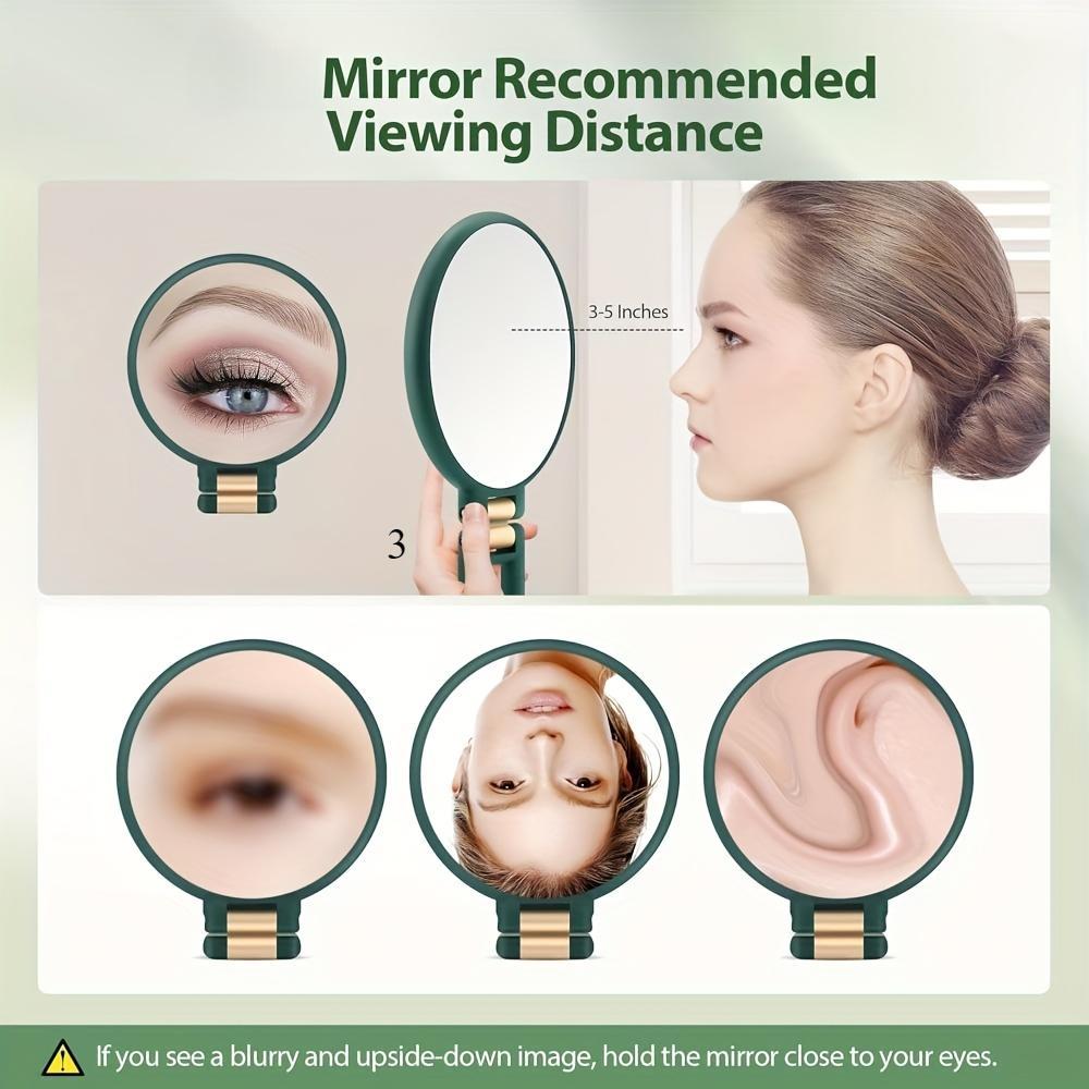 30X Magnifying Makeup Mirror, Handheld Double-Sided Folding Mirror, One Magnifying Glass and One Standard Glass, 360-Degree Rotating Adjustable Handle