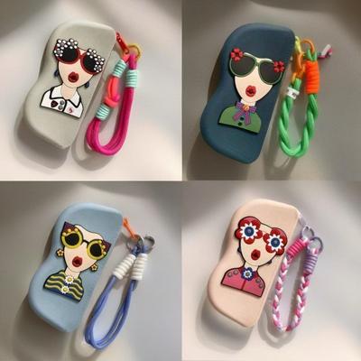 1pc Women'S Glasses Case with Colorful Lanyard - Silicone, Portable Storage Bag for Daily  Playful Design