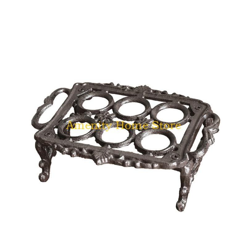 

F26C Rooster Shape Cast Iron Eggs Organizers Retro Farmhouses Kitchens Decors With Elegant Appeal Artistic Display Holder