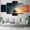 The Tree with Starry Sky Landscape 5 Piece Canvas Wallpapers Modern Poster Modular Art Painting for Living Room Home Decor