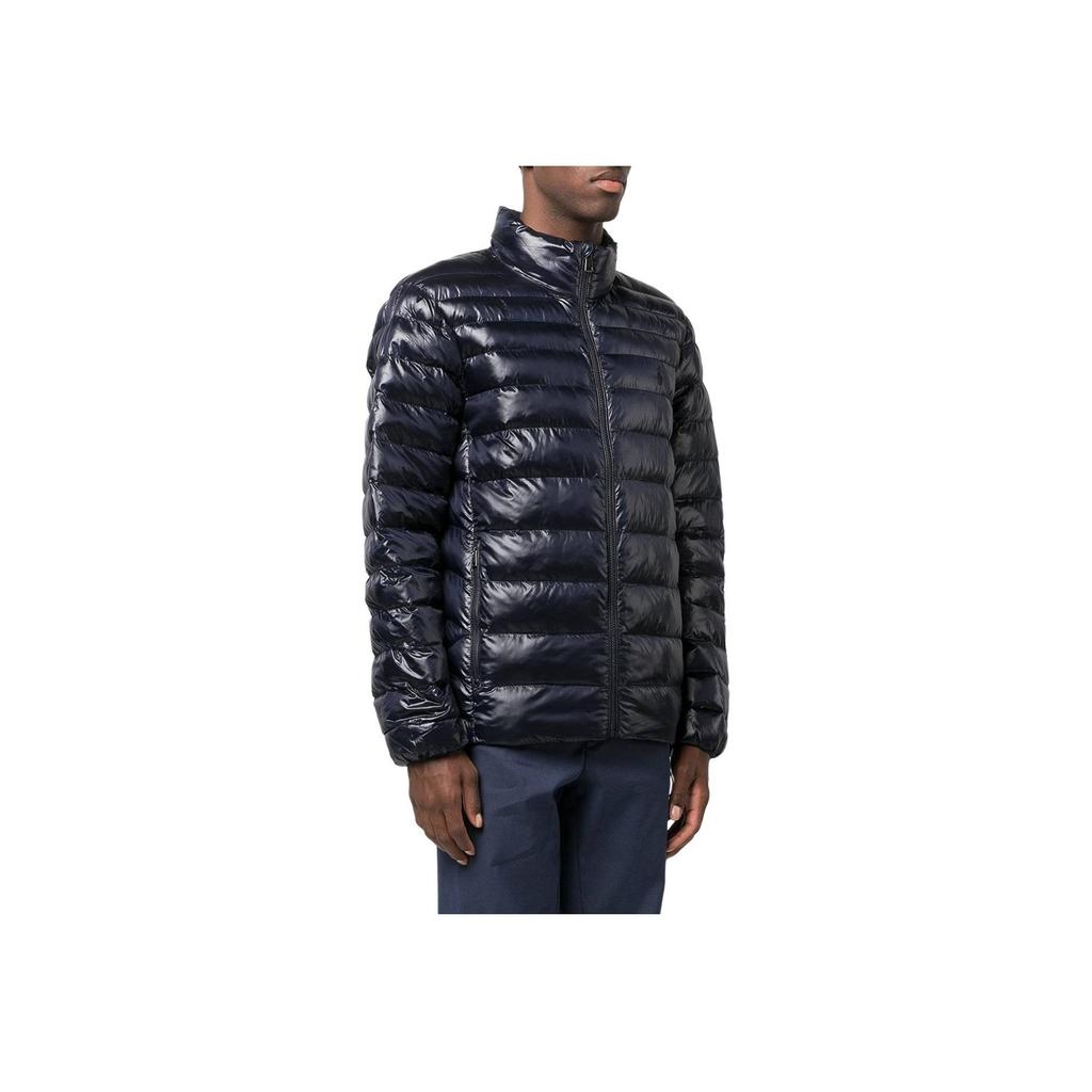 Polo Ralph Lauren Solid Color Shiny Stand Collar Zipper Long Sleeve Cotton Jacket Men Jackets Dark-Blue 710877572-001