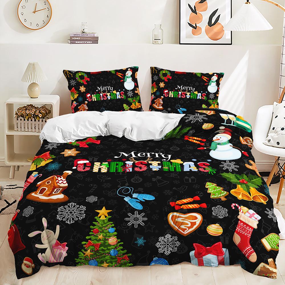 3D Christmas Bedding Set Christmas Atmosphere Decoration Santa Claus Duvet Cover Pillowcase 2/3 Holiday Gift AU140 * 210 Full Size Soft Home Textile