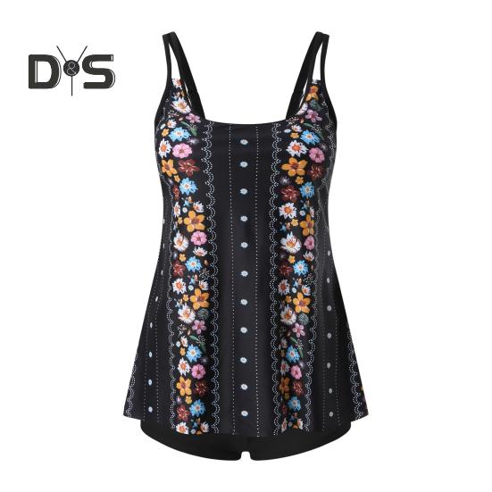 2-teiliges Tankini-Set mit abnehmbarem Brustpolster und verstellbaren Schultergurten, Oberteilen und elastischer Taille, bedrucktem Badehosen-Set, Strandmode