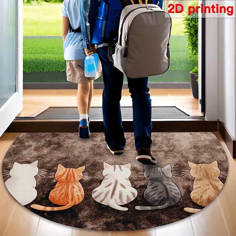 1Pcs Cute Cat Semi Circle Welcome Doormat Non-Slip for Outdoor Patio Porch Kitchen Bathroom Entryway Floor Mat