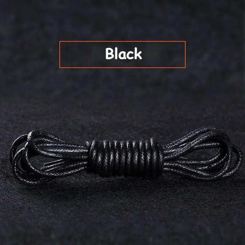 1Pair Cotton Waxed Shoelaces Men's Black Waxing Business Leather Shoelaces Boots Leather Boots Round Shoe Rope Linen Fine Laces
