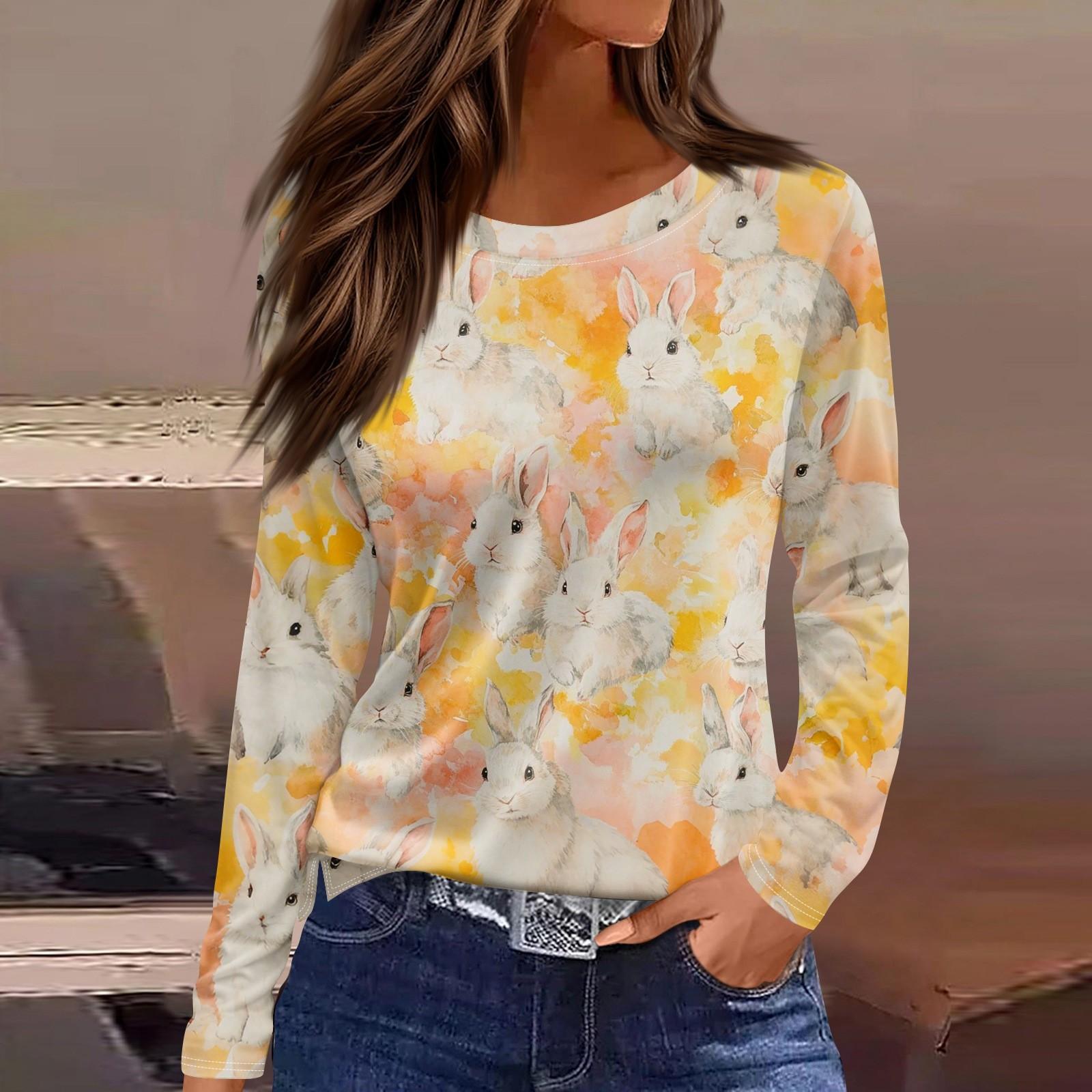 

Женская модная повседневная свободная футболка с принтом и круглым вырезом с разрезом и длинным рукавом, женский топ XL жёлтый