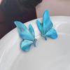 Elegant Blue Butterfly Silver Needle Earrings for Women - Unique, Classical Temperament Stud Jewelry