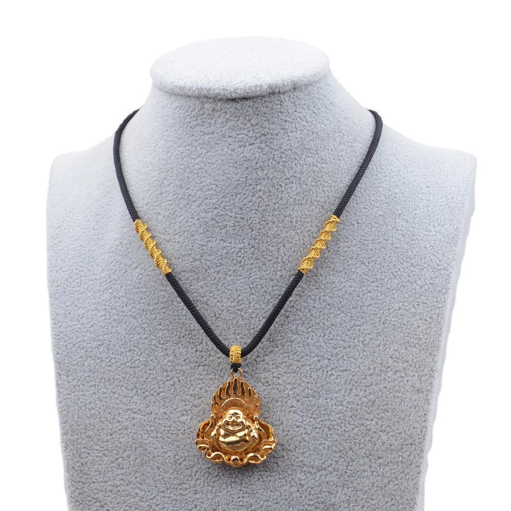 Adjustable Handwoven Gold Jadeite Pendant Necklace Cord