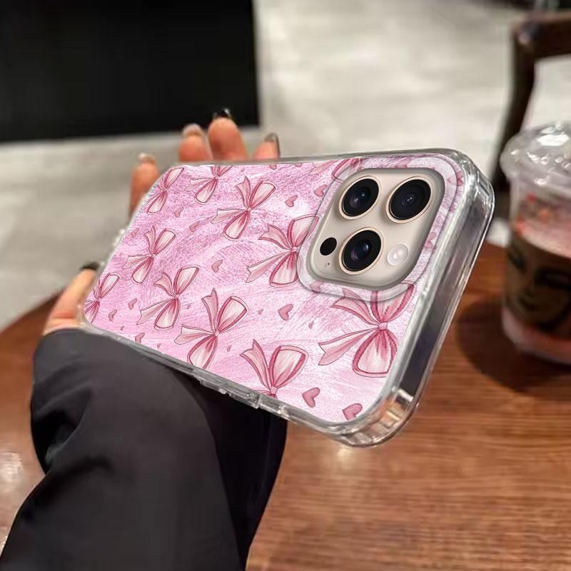For iPhone 16 15 13 12 11 Plus Pro Max 14 Pro 7 8 Plus SE XS XR Phone Case Butterfly Bow Print Laser For iPhone 16e Luxury Cover