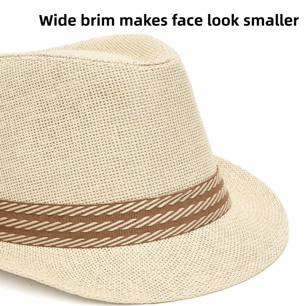 Breathable Belfry Trilby Hat Linen Jazz Beach Hat Retro Fedora Sun Hat  Men