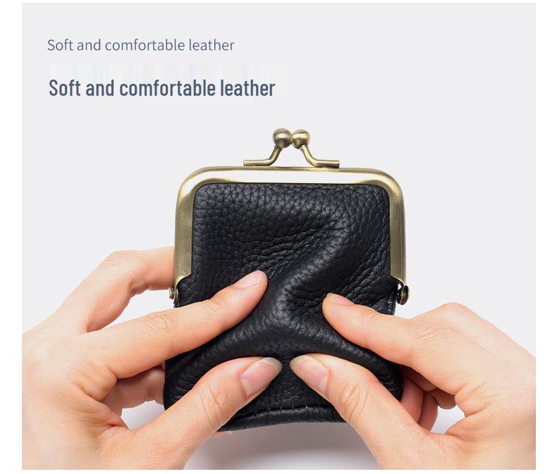 Women's Genuine Leather Mini Coin & Card Holder with Lipstick Clip - Chic European American Fashion Storage Purse