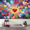Whimsical Heart Art Tapestry, Burst of Multicolored Hearts in an Impressionist Style, Joyful Modern Wall Art