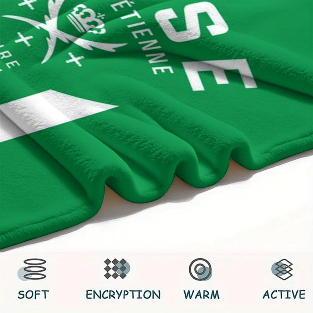 1Pc AS Saint-Étienne Print Flannel Blanket High Quality Warm Comfortable Cover for All Seasons Perfect for Gifts Home Decor