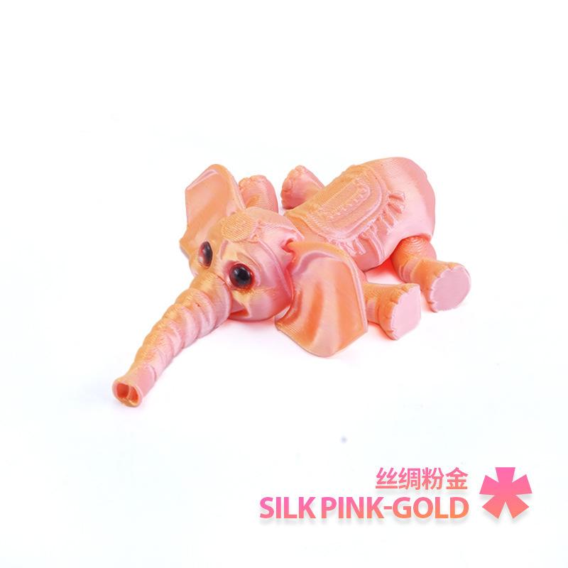 3D Printed Elephant Model Multi-jointed Movable Elephant Action Figurine Solid Color Articulated Animal Figurine