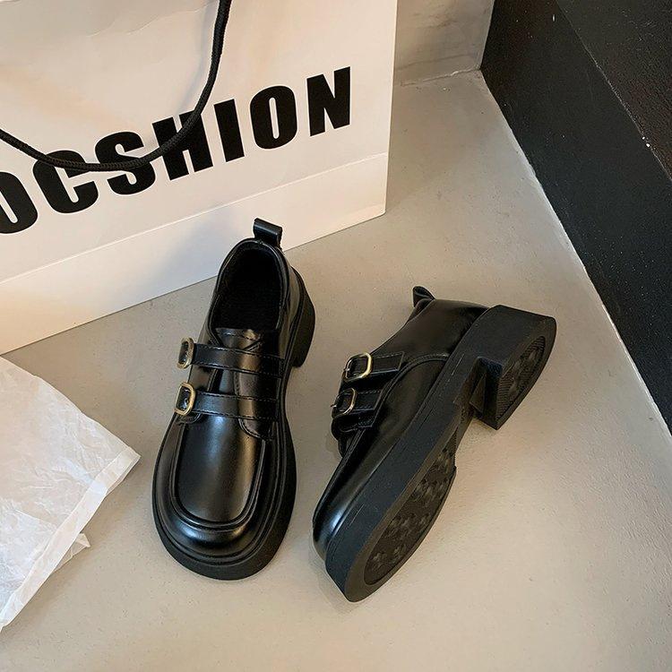 

Платформа Британский стиль маленькие кожаные туфли женские черные лоферы 2025 новые осенне-зимние сноубутсы плюшевые туфли хлопковые туфли 35