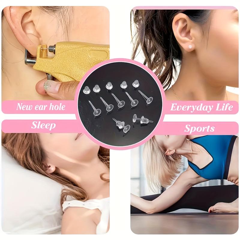 100ks Náušnice Čiré Plastové Náušnicové Pecky Mini Antialergické Jednoduché Pryskyřičné Pecky pro Bolavé Ucho Nové Piercingy do Uší DIY