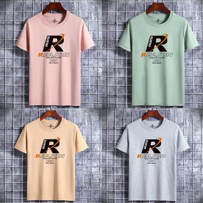 Roupas masculinas casuais de luxo, gola redonda, camiseta de algodão puro, estampa engraçada R, moda urbana, moda verão, vintage, estilo Y2k, camiseta grande