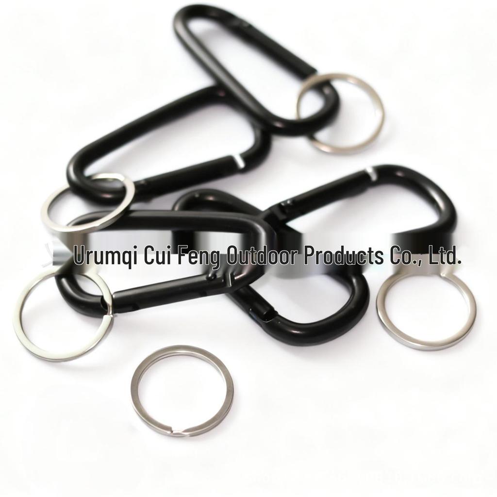 Cross-Type Black Electrophoresis Climbing Buckle with 6D Thickened Hook Keychain Ornament