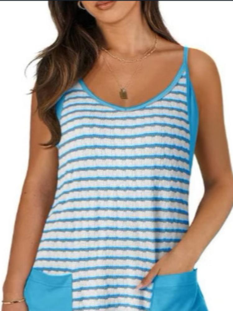 Summer women's printed camisole top jumpsuit shorts jumpsuit casual set