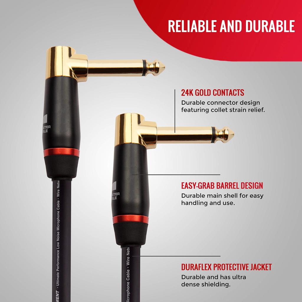 MONSTER CABLE BASS2-0.75DA 8-inch Instrument Cable for Bass Guitar, LXL Plug, M, 600544