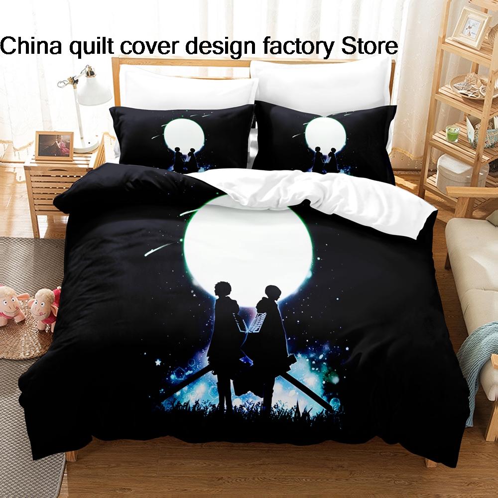 Hot Attack On Titan Bedding Set Single Twin Full Queen King Size Bed Set Kids Bedroom Duvetcover Sets Anime Attack On Titan2 Bed