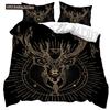 Dark Satanic Duvet Cover Set Satan Goat Inverted Pentagram Skull Bedding Set Full King Size Bed Set Bedroom Comforter Cover Set