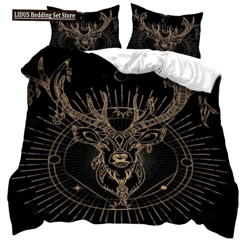 Dark Satanic Duvet Cover Set Satan Goat Inverted Pentagram Skull Bedding Set Full King Size Bed Set Bedroom Comforter Cover Set