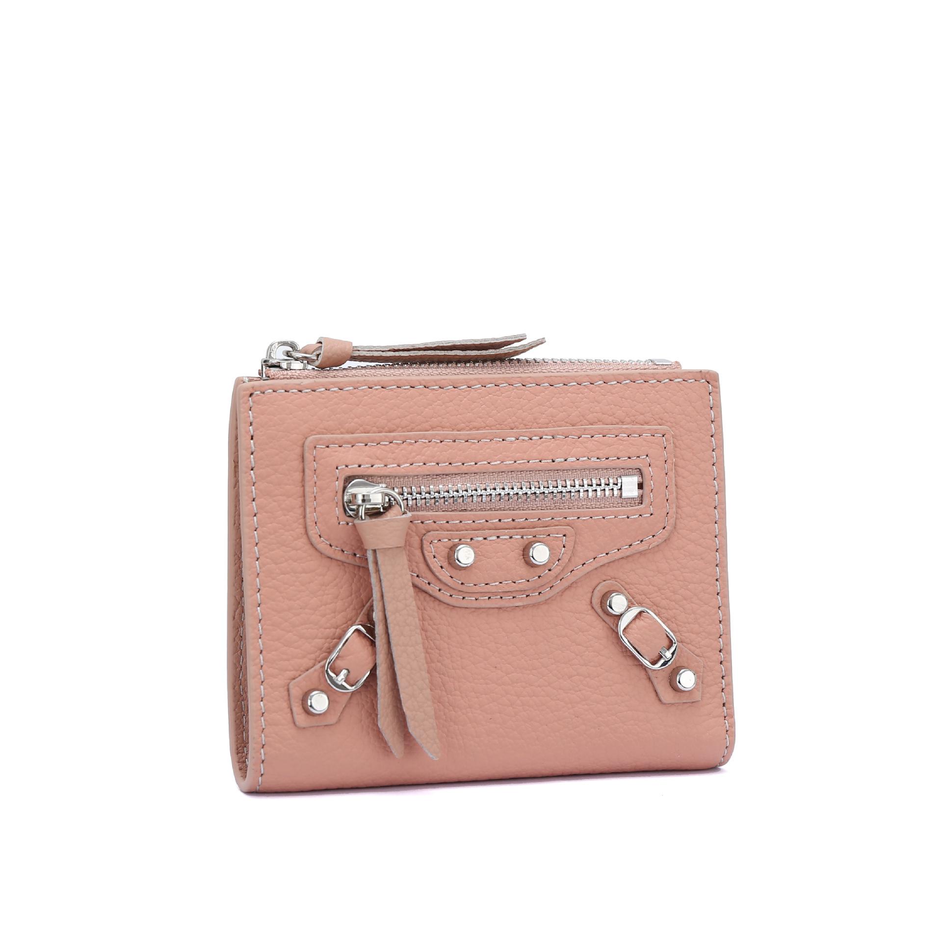 Короткий кошелек из натуральной кожи, кошелек для монет, модный, маленький квадратный, с несколькими отделениями для карт, контрастный, на кнопке, карман для монет 11x1.5x9CM