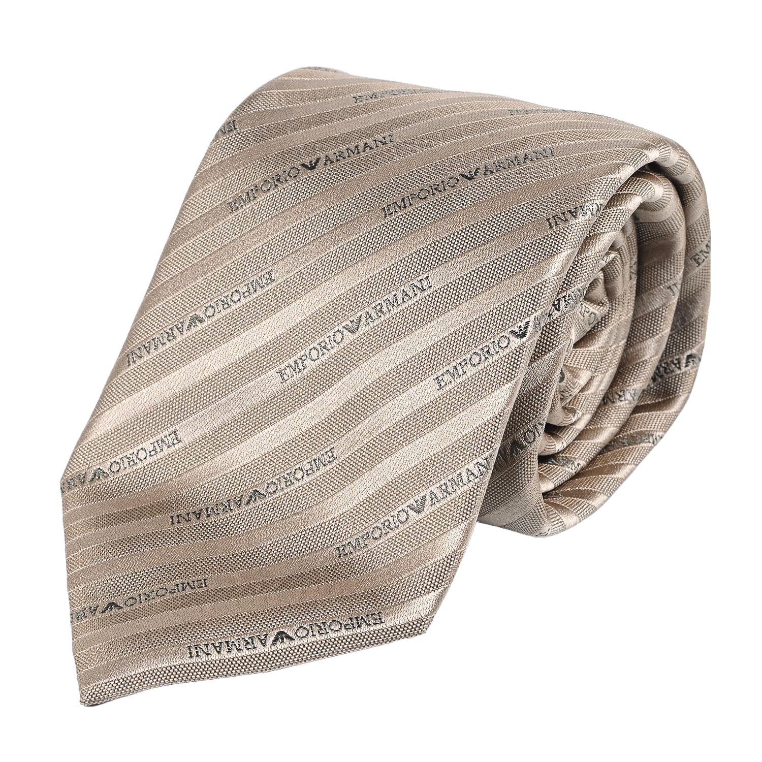 

[Emporio Armani] Emporio Armani Men s Tie, 7.5cm wide, 100% Silk, Name Logo Type, Beige, MADE IN ITALY, 340075 2R605 F1076 [Used Item]