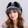 Fur Rabbit Fur Hat for Women Winter Middle-aged and Elderly Women Rex Rabbit Fur Thick Warm Duckbill Hat Ear Protection Mother Hat