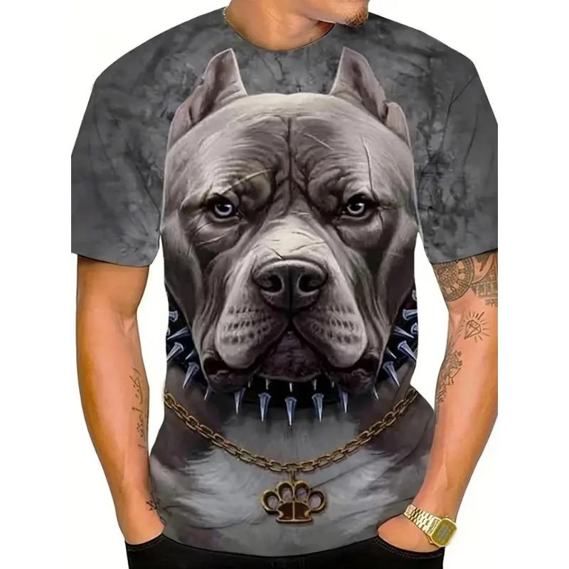 3D Dog Printed T-shirts Summer Street Daily Casual Crew Neck Short Sleeve Tops Harajuku Funny Pattern Men's T-shirts