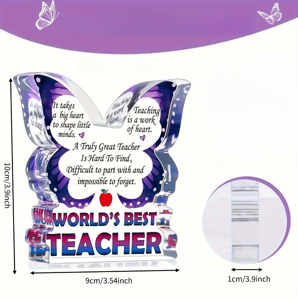 World'S Best Teacher Acrylic Desk Decoration - Meaningful Gift for Graduating Students, Teacher Retirement, Thanksgiving - Cherished Keepsake for Edu