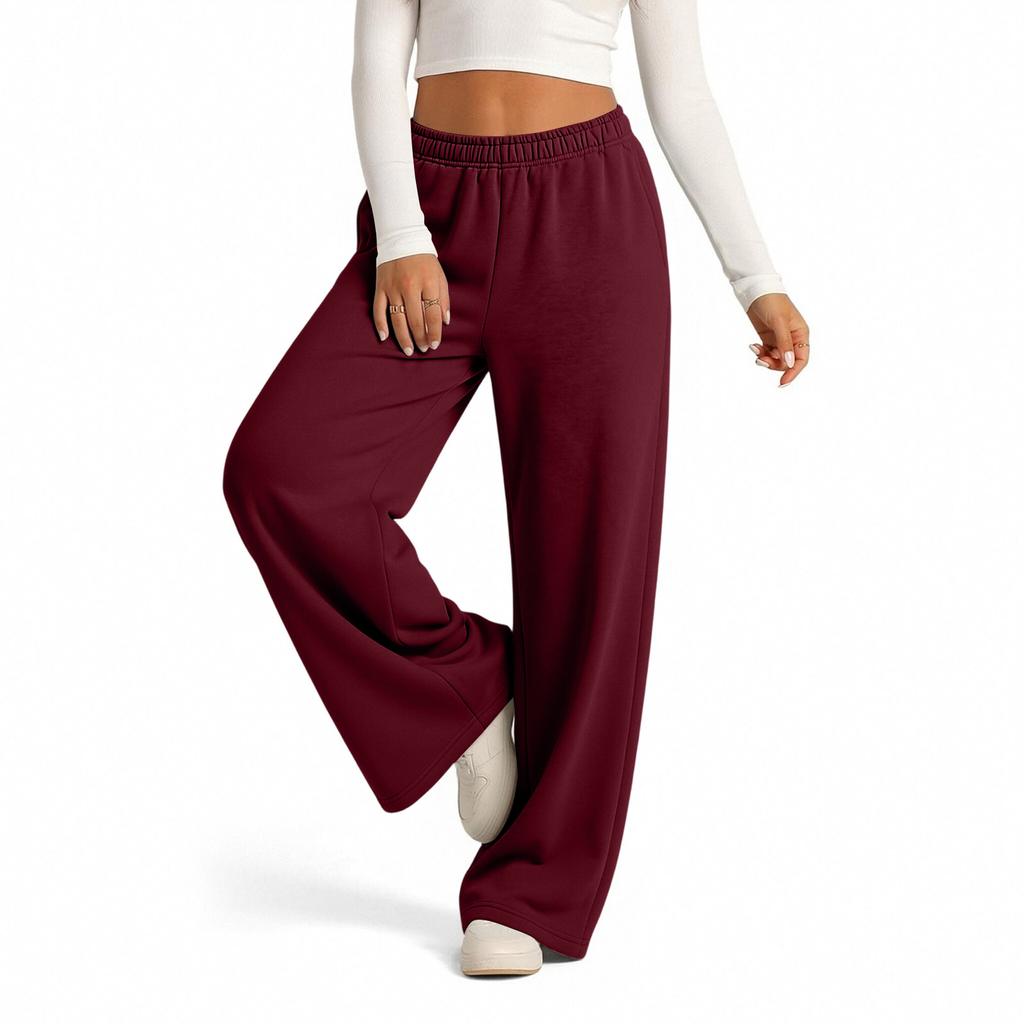Women's Casual -Lined Wide Leg Sweatpants with Drawstring and Pockets for Everyday Wear