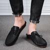 2025 Summer Half Shoes For Men Mules Man Slides Bowknot Slip On Flats Men Driving Shoes Leather Semi-Drag Loafers Slippers