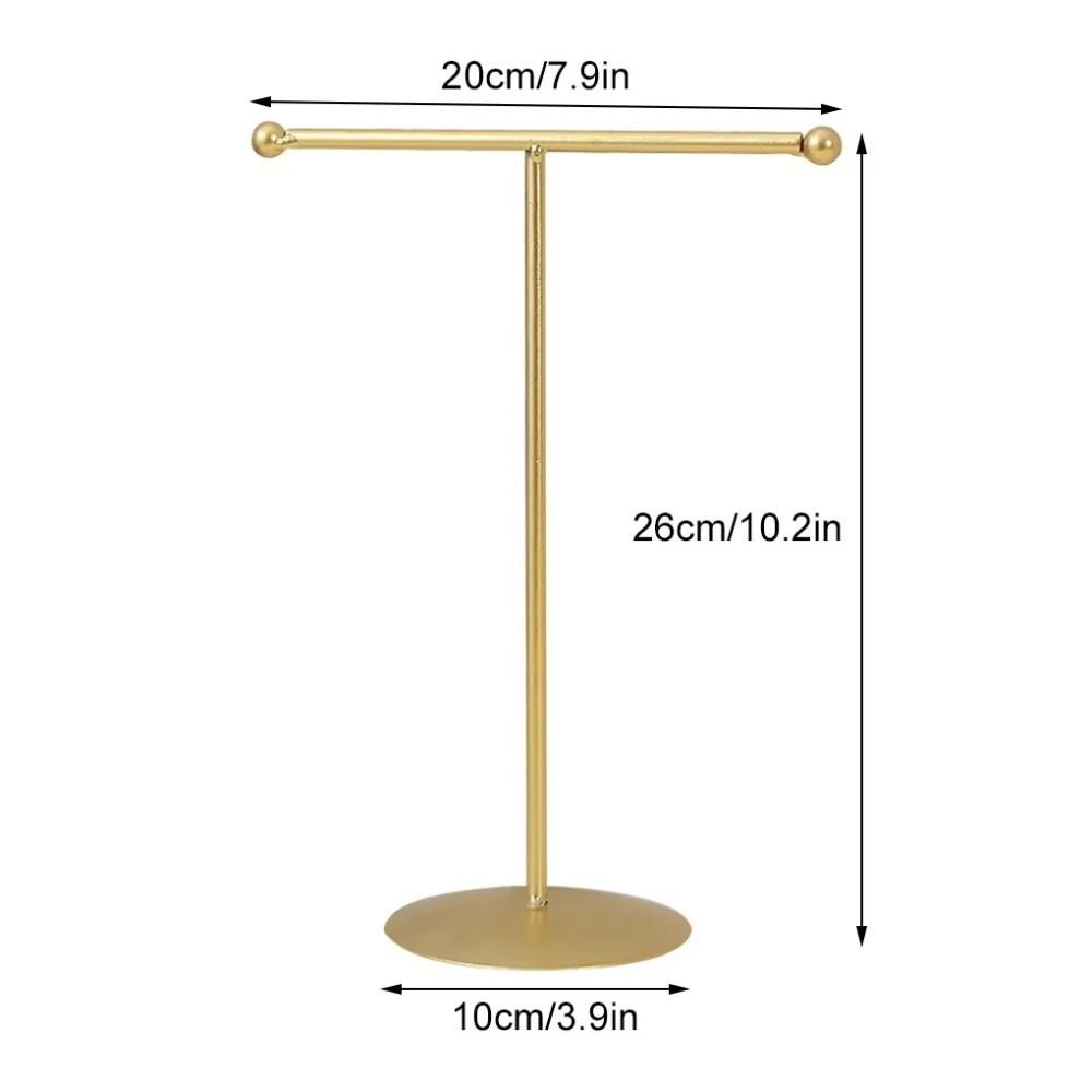 Metal Frame Jewelry Display Stand Round Base Necklace Holder T-Shaped Stand  Woman Accessories