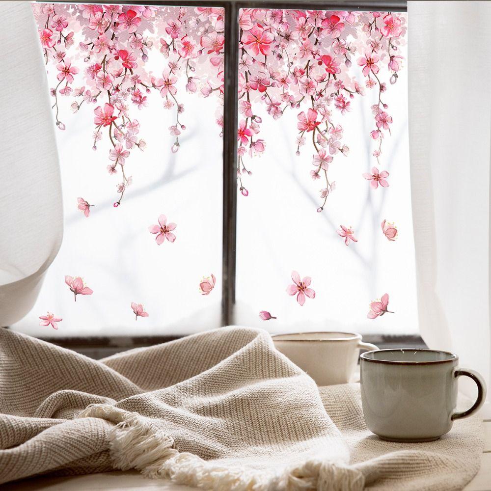 Double Sided Flowers Butterfly Wall Stickers Self-adhesive Wallpaper Decorative Wall Decal Window