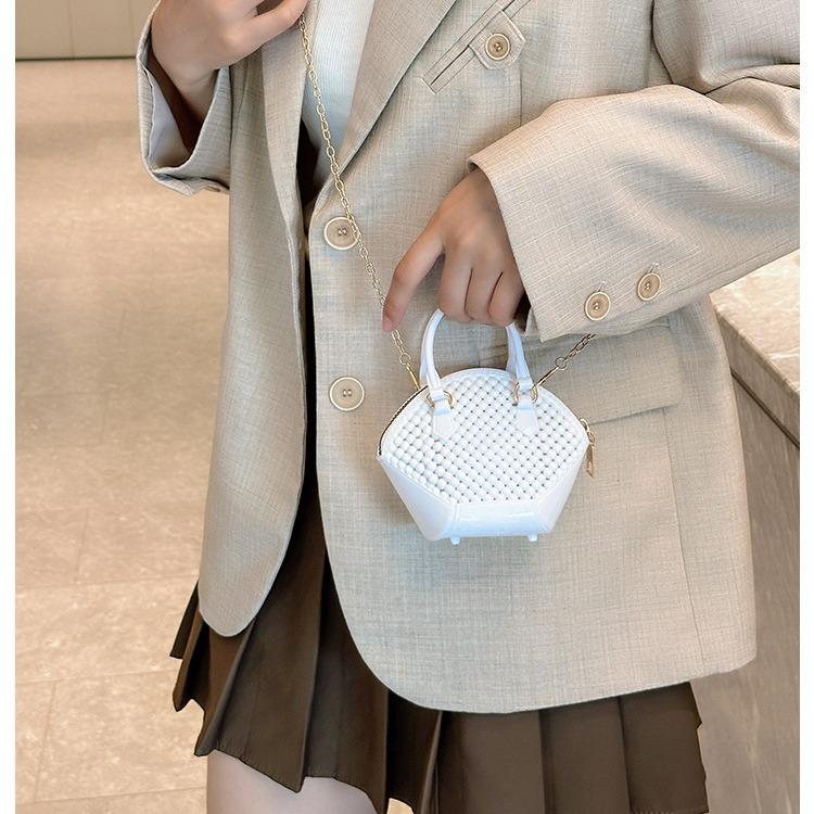 Sommer Mode Damen Crossbody Jelly Tasche mit Kette und Perlmutt Muschel Design