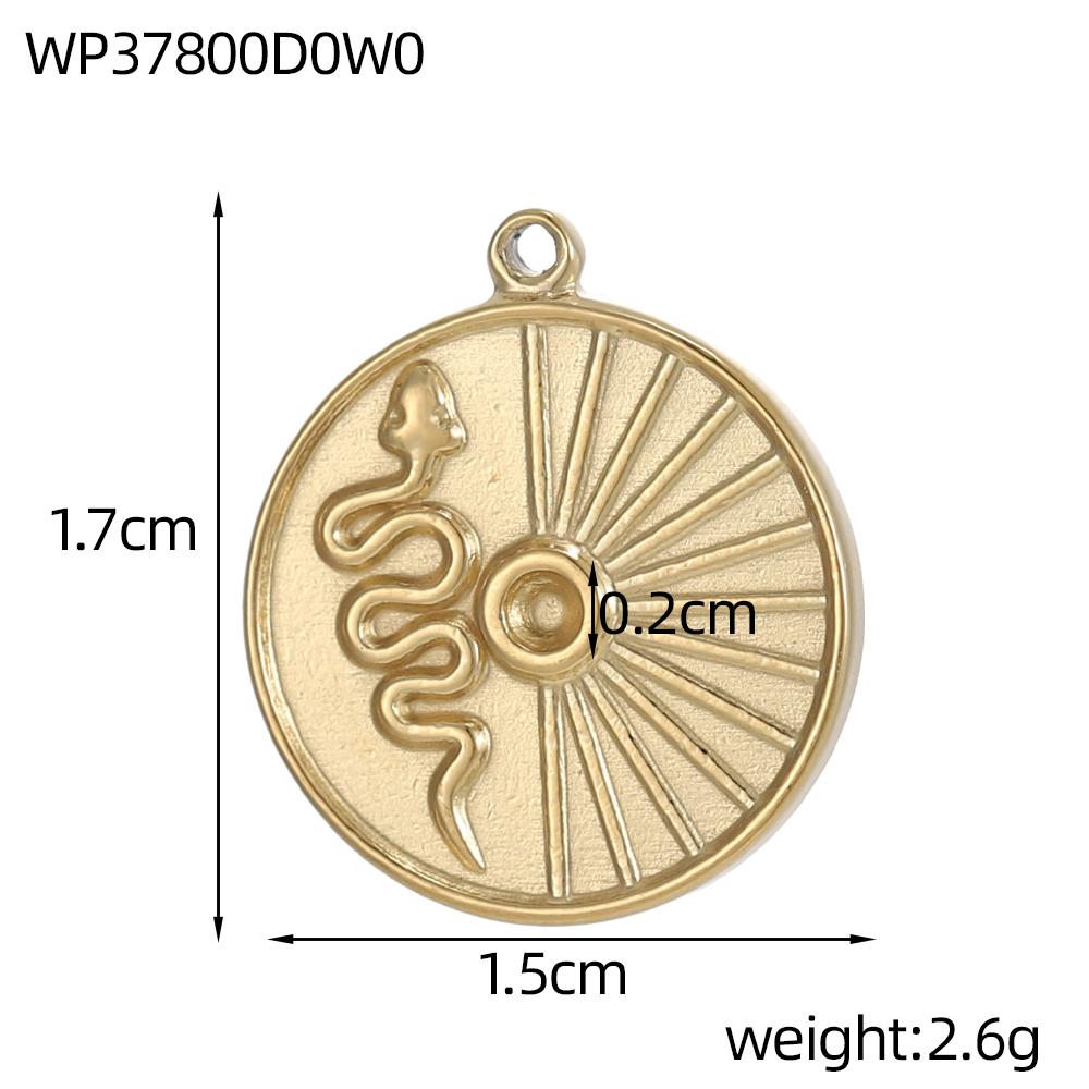 CARLIDANA Retro Geometric Jewelry Pendant Charms Stainless Steel Gold Plated Embossed Coin Moon Sun Jewelry Accessories Earrings