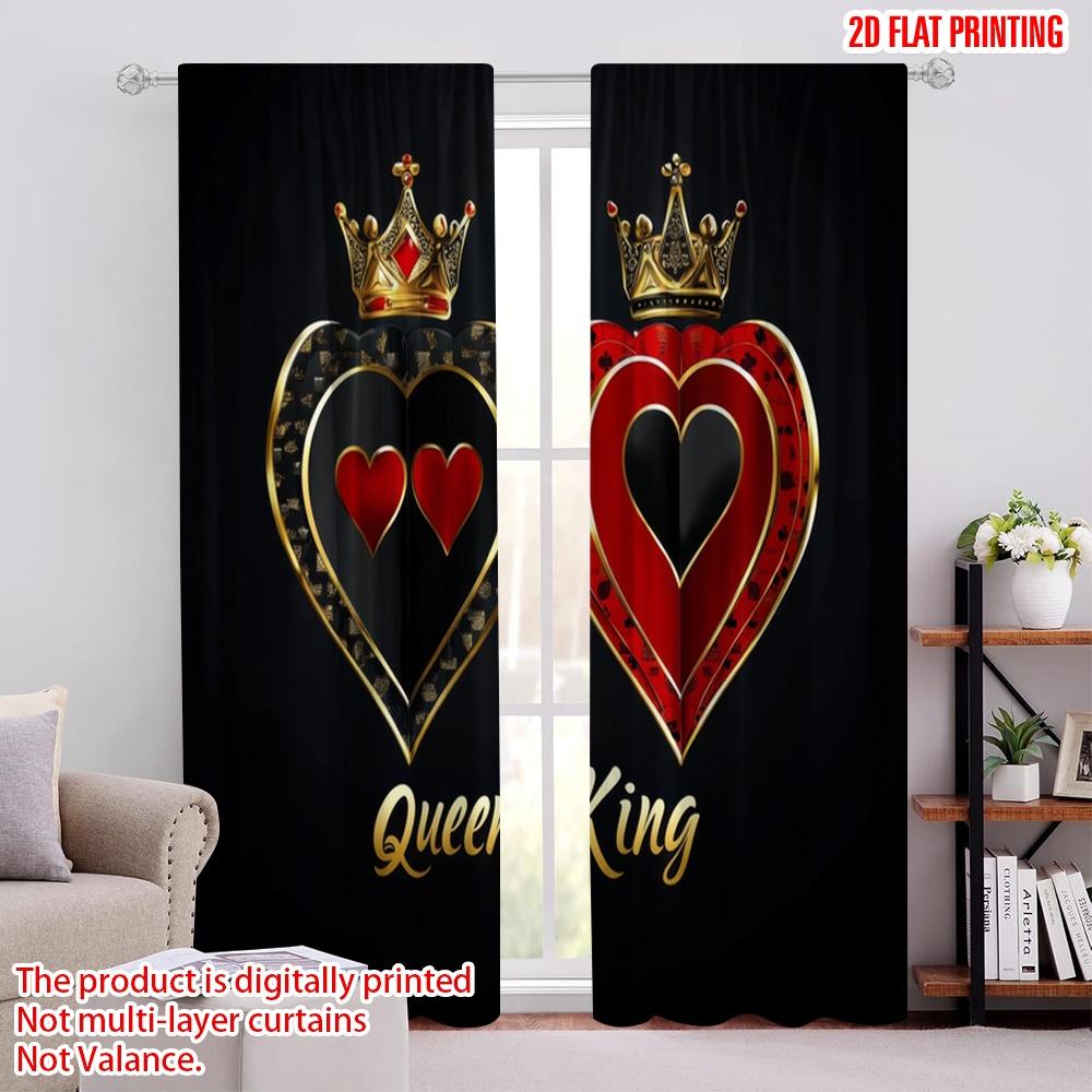 

2pcs,2D plane printing Pattern Curtains Royal Hearts Versatile Polyester (without rod) Art Deco Festive for Study, Living Room, 52.50 × 116.00 cm 2 pcs