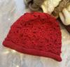Handmade three-dimensional crochet sunflower crimped knitted hat for women with small faces, double-layer thickened warm ear protectors, pullover hat