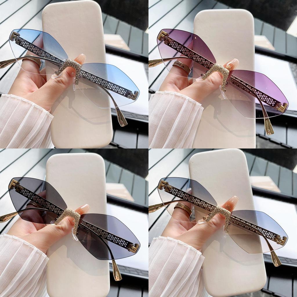 F Letter Fashion Frameless Sunglasses With Uv400 Protection For Street Style And Travel
